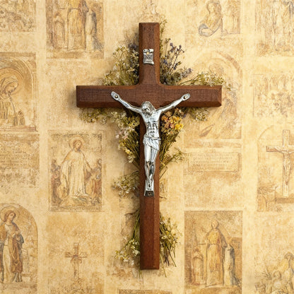 Hand-Carved Wooden Wall Cross with Jesus