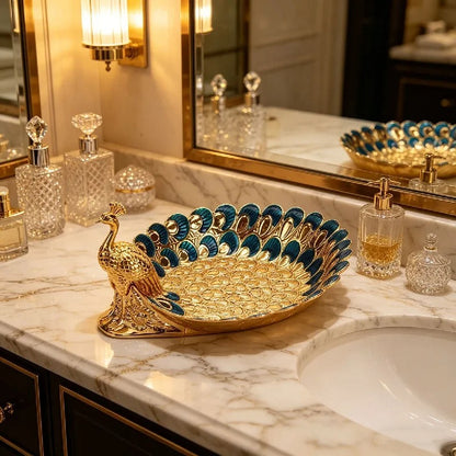 Luxury Golden Peacock Decorative Tray