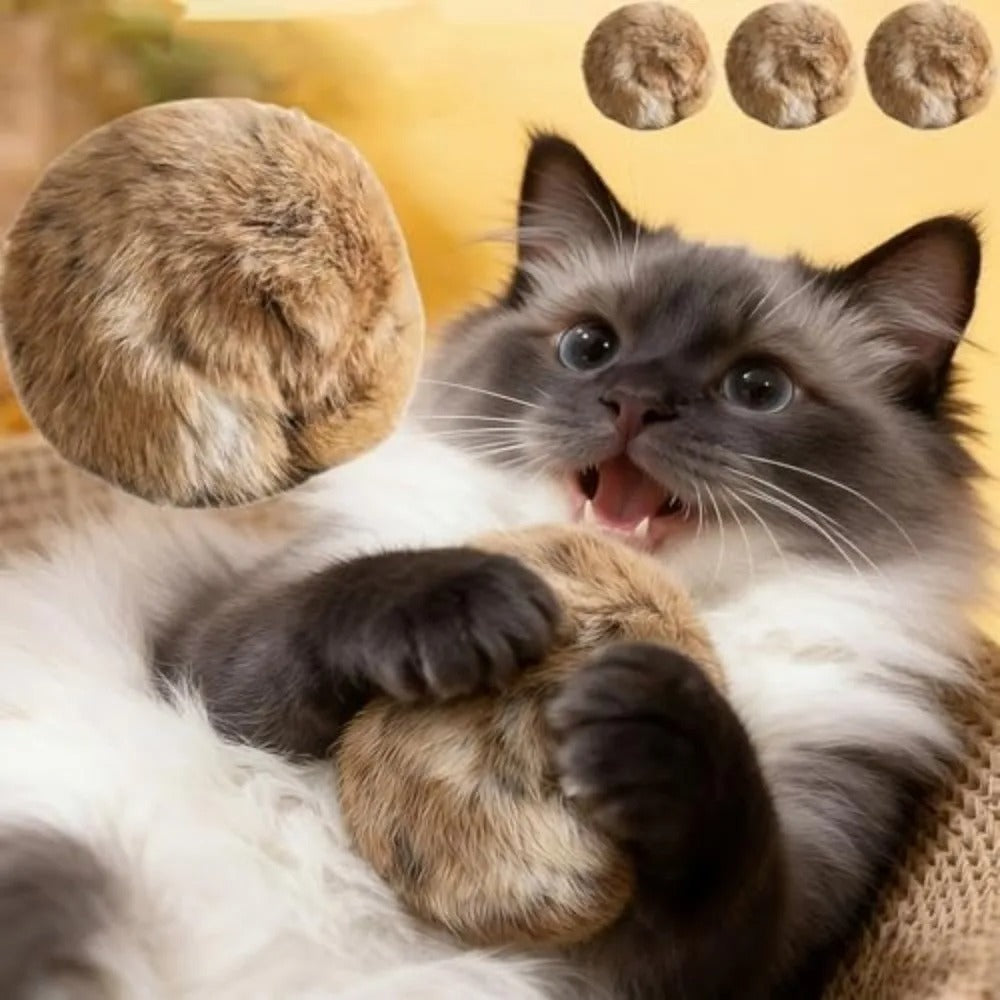 Fluffy Rabbit Fur Cat Toy Ball