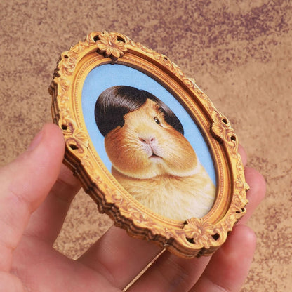 Vintage Wooden Guinea Pig Fridge Magnet Photo Frame