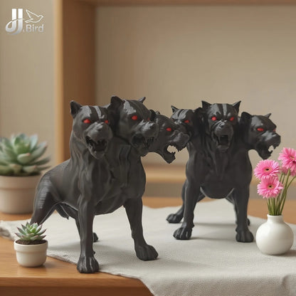 Gothic Three-Headed Dog Statue