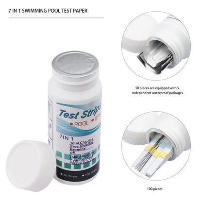 7-in-1 Pool & Spa Water Test Strips – 50pcs