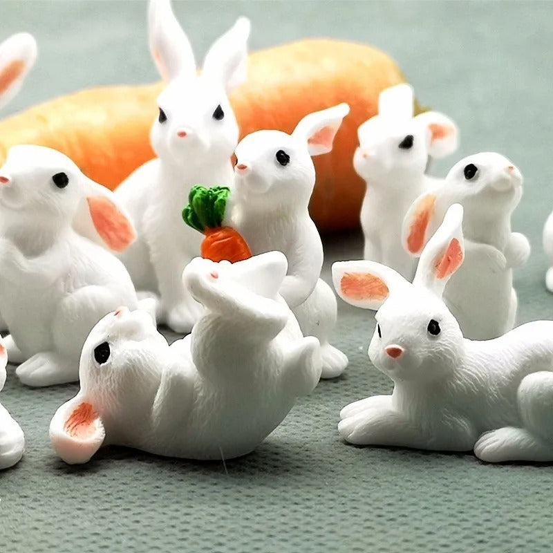 12-Piece Mini Bunny Figurine Set