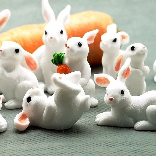 12-Piece Mini Bunny Figurine Set