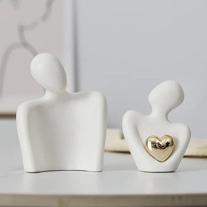Romantic Couple Figurines – Ceramic Love Embrace Set (2pcs)