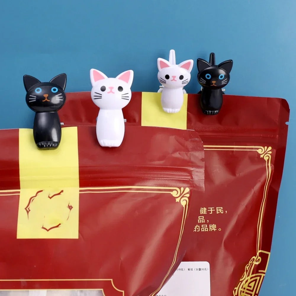 16-Piece Cute Cat Clip Set – Multipurpose Food Bag, Photo & Memo Clips