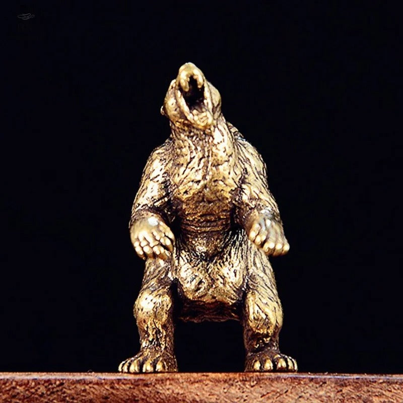 Mini Brass Furious Bear Desk Decor