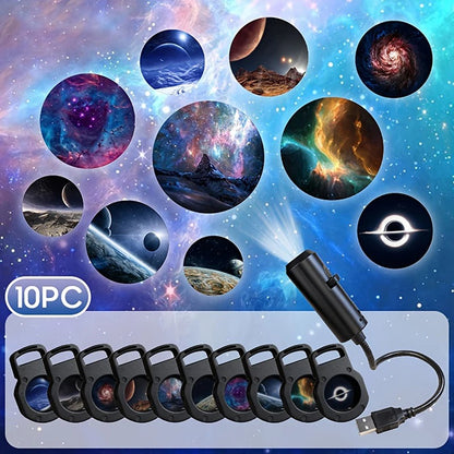 LED Galaxy Projector Night Light with 10 Interchangeable Space Films