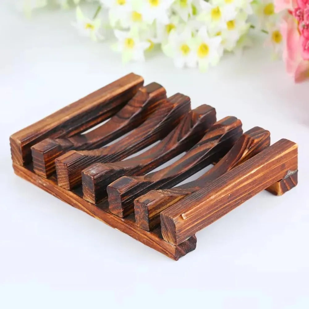 2Pcs Natural Wooden Soap Trays