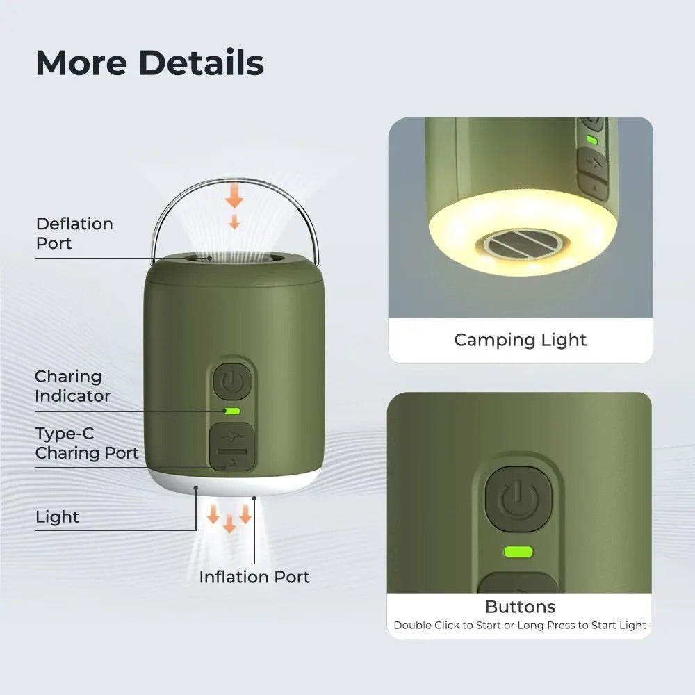 Portable Electric Air Pump with Camping Light