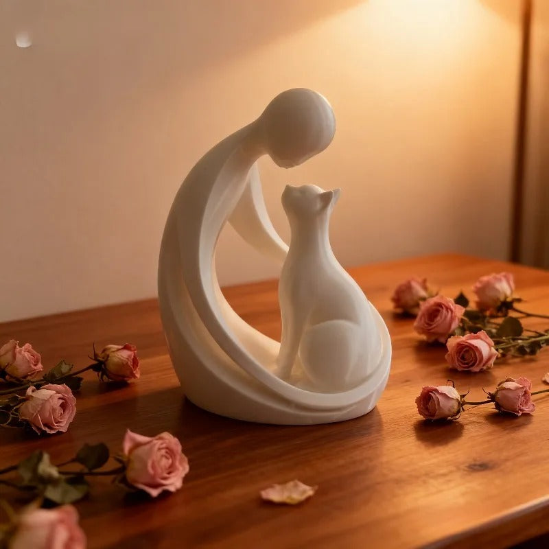 Abstract Human & Cat Sculpture