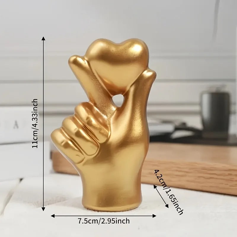 Modern Heart Hand Gesture Sculpture