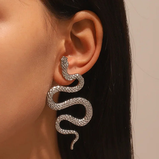 Textured Snake Statement Earrings