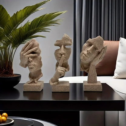 3-Piece Abstract Thinker Sculpture Set