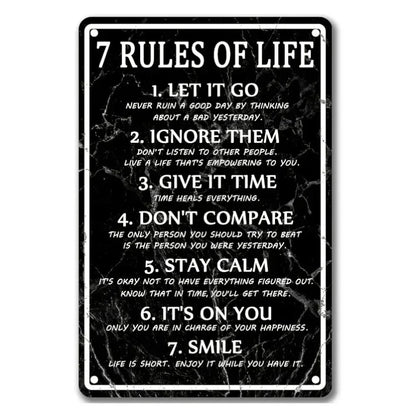 7 Rules of Life Metal Wall Sign