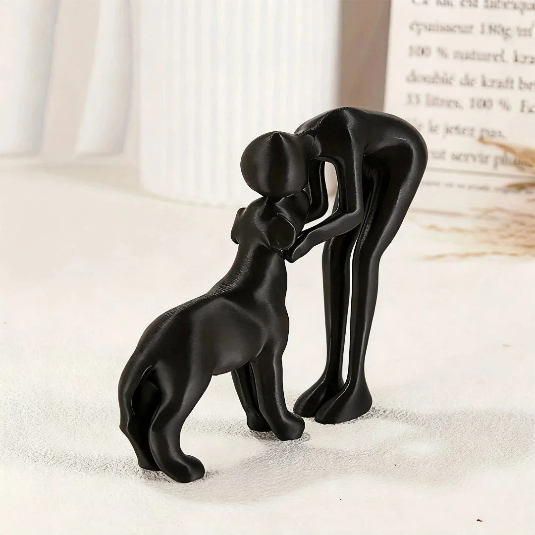 Abstract Human & Dog Figurine