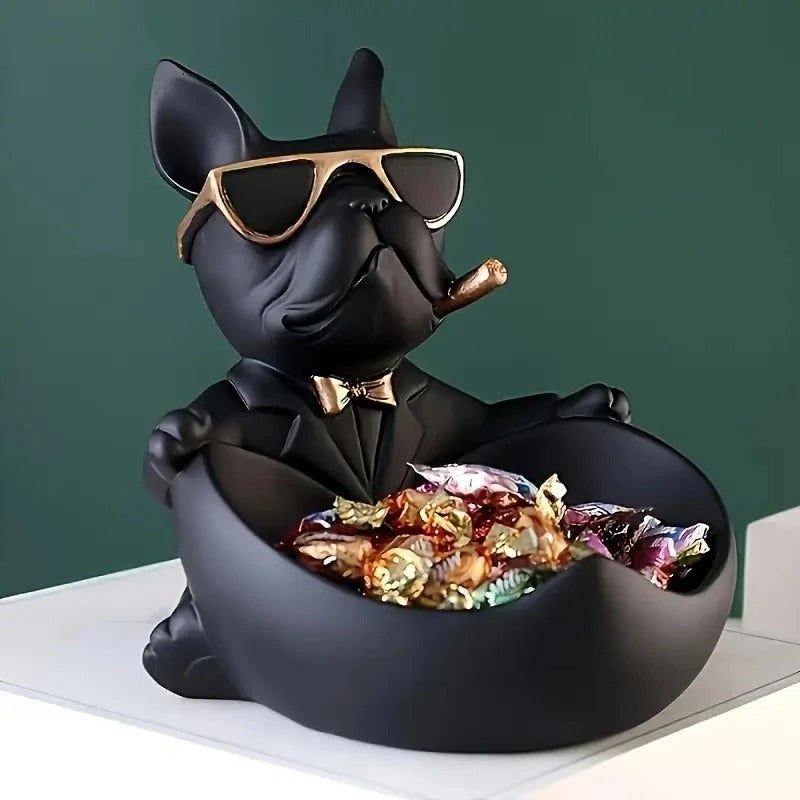 Cool Bulldog Storage Statue with Sunglasses
