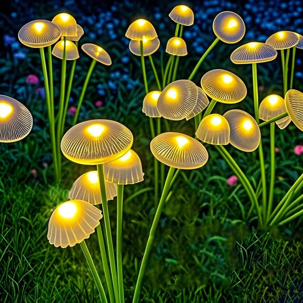 Solar Jellyfish Mushroom Garden Lights – 6 LED Decorative Lawn Lamps