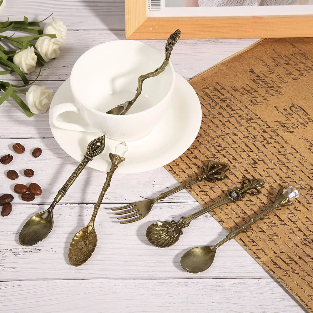 6-Piece Vintage Cutlery Set – Zinc Alloy Spoons