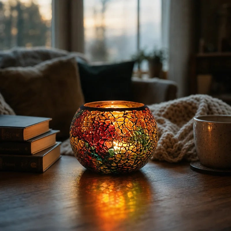 Rainbow Glass Candle Holder
