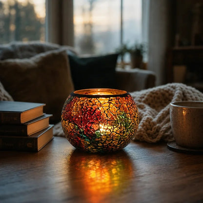 Rainbow Glass Candle Holder