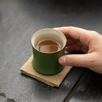 Bamboo-Inspired Ceramic Tea Cup Set
