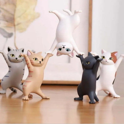 Dancing Cat Figurine Set – 5 Adorable Posing Cat Models for Desk
