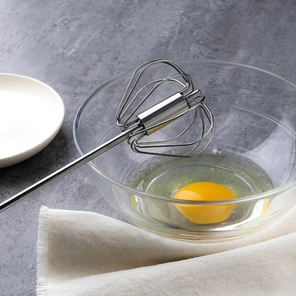 Semi-Automatic Stainless Steel Egg Beater – Hand Push Rotary Whisk