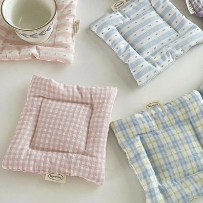 3Pcs Handmade Cotton Coasters – Soft Fabric Mug Mats