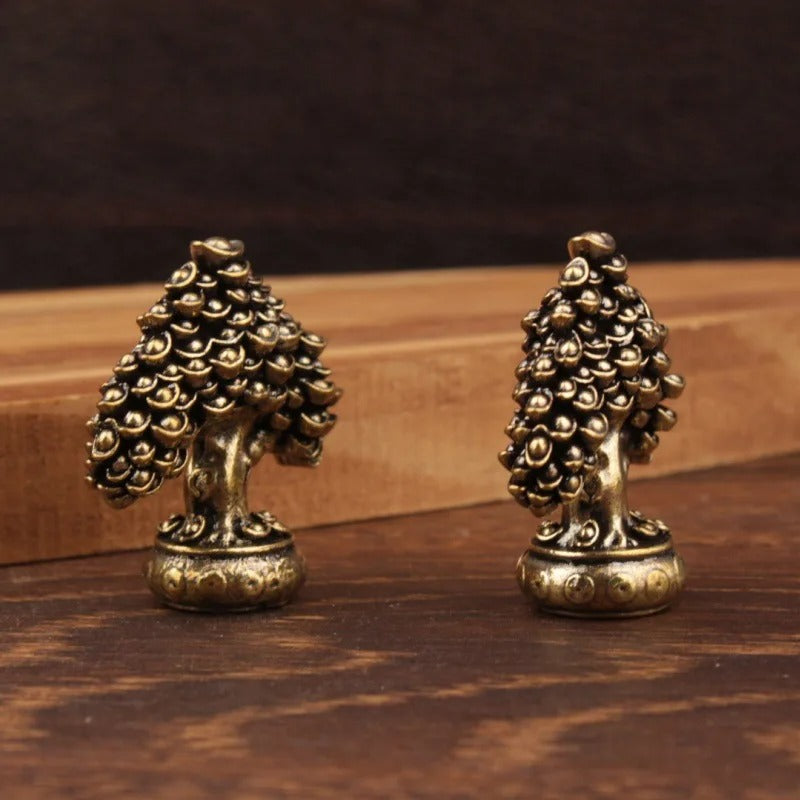 Brass Wealth Tree Figurines (Set of 2)