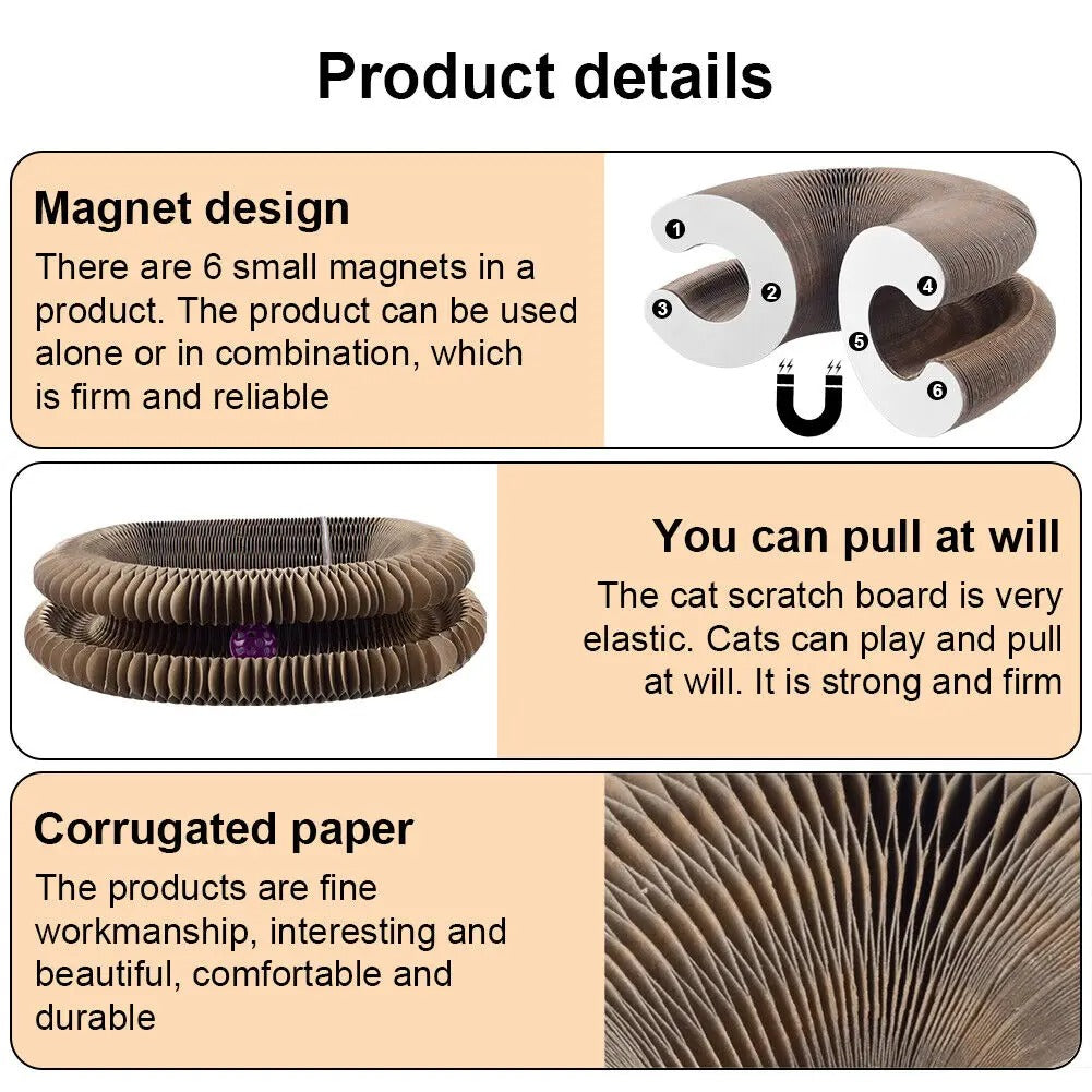 Foldable Cat Scratching Board  With Bell Ball