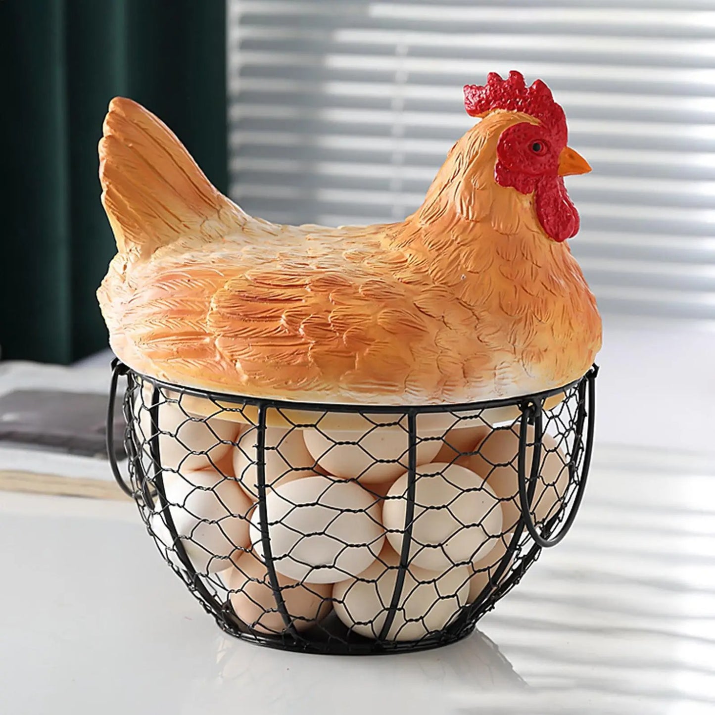 Cute Chicken Egg Basket with Hen Lid