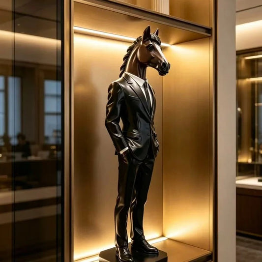 Elegant Horse Statue with Suit