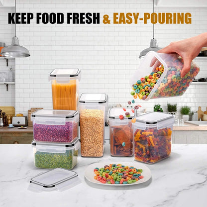 7pcs Airtight Food Storage Containers with Labels & Pen – BPA-Free Plastic