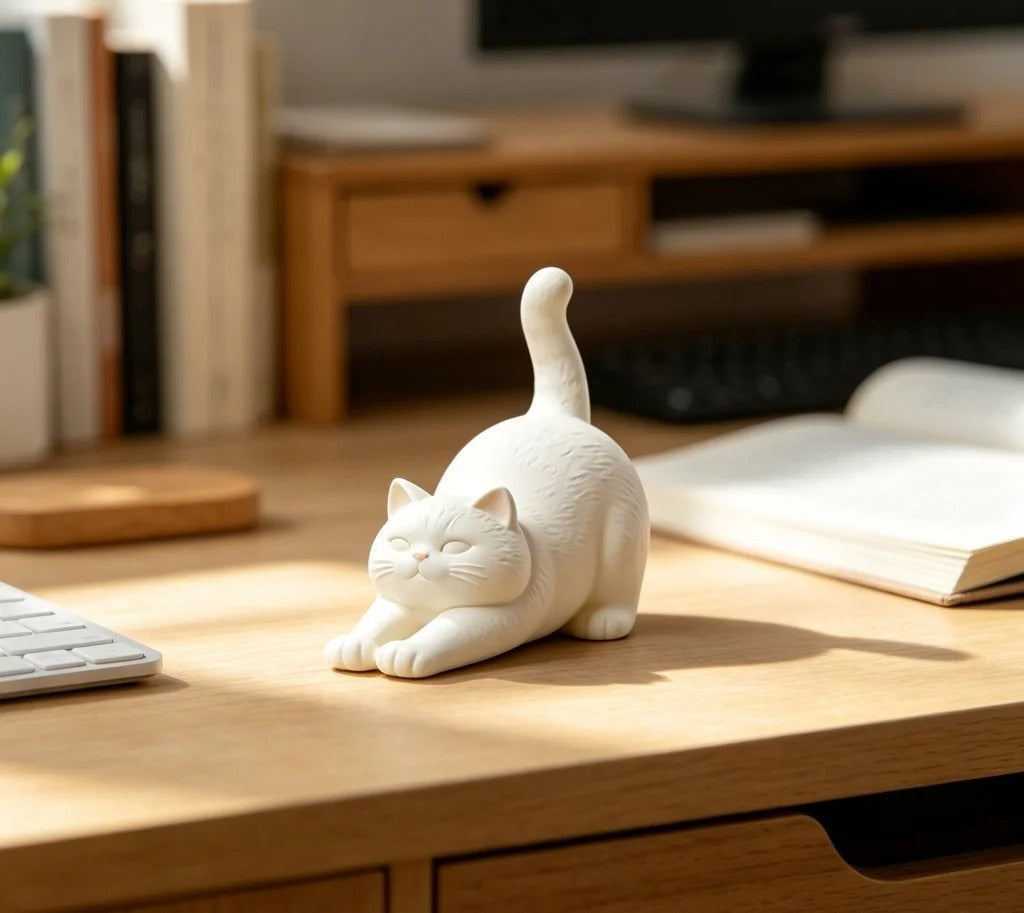Adorable White Cat Figurine for Home