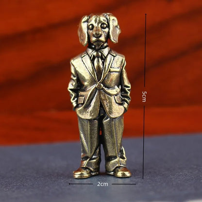Antique Brass Suit Dog Desk Decor