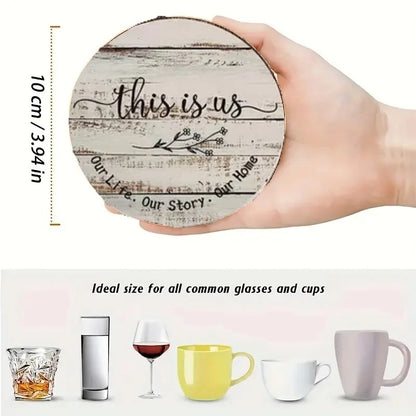 Rustic Quote Coaster Set Wooden  – 6pcs