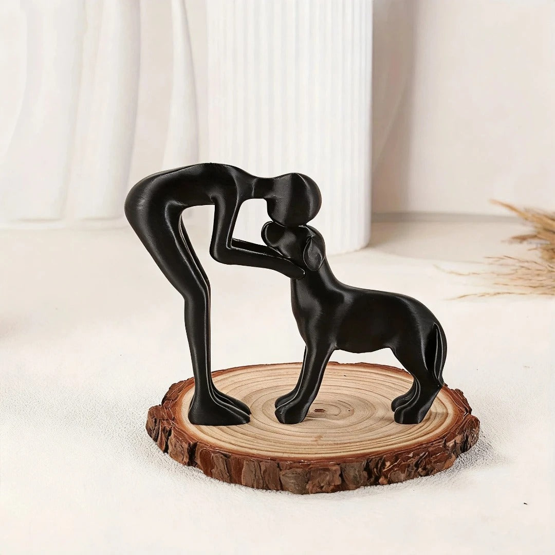 Abstract Human & Dog Figurine