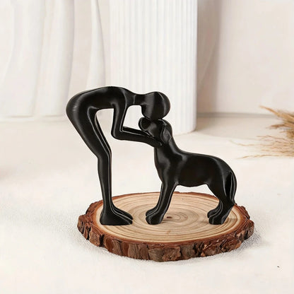 Abstract Human & Dog Figurine