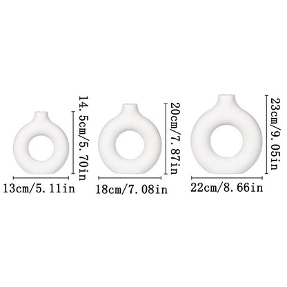 Nordic Plastic Circle Vase Set – 3pcs Modern Hollow Decor