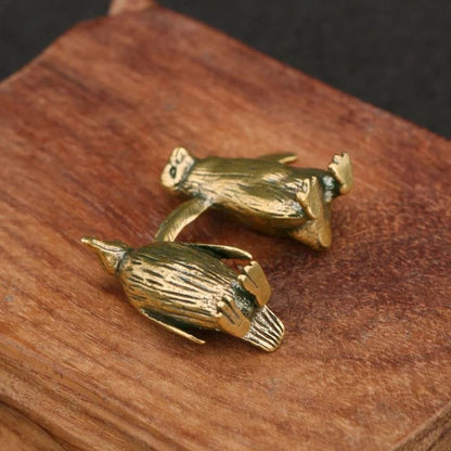 Funny Brass Standing Penguin Figurine - 2Pcs