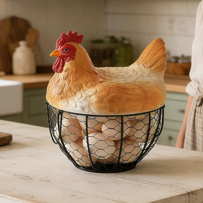 Cute Chicken Egg Basket with Hen Lid