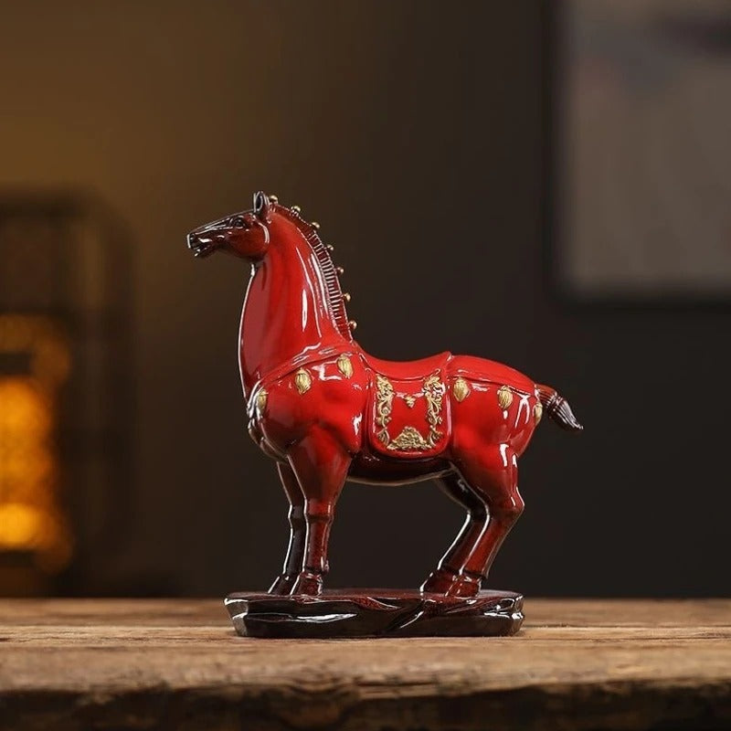 Luxury Red Horse Sculpture
