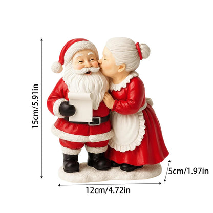 Mini Santa & Mrs. Claus Kissing Figurine