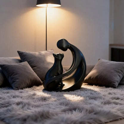 Abstract Human & Cat Sculpture