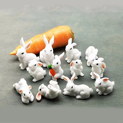 12-Piece Mini Bunny Figurine Set
