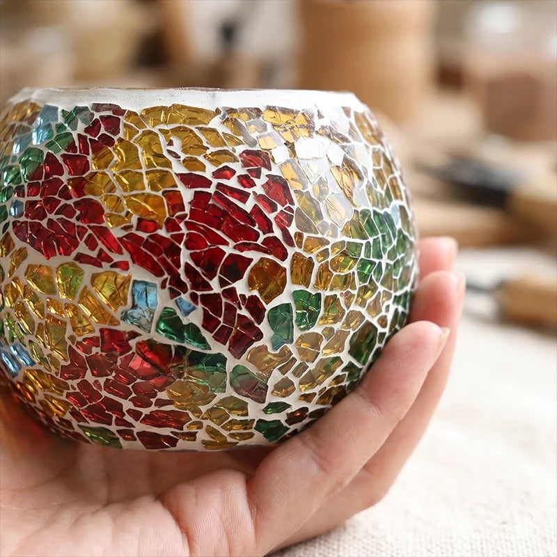 Rainbow Glass Candle Holder