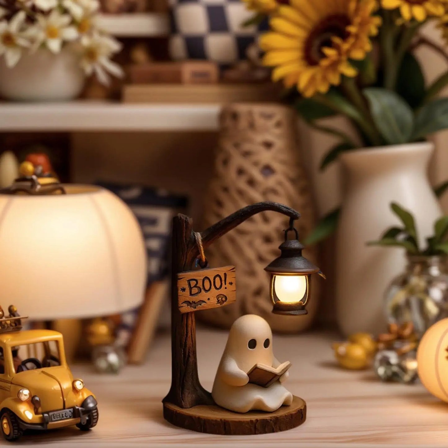 Cute Ghost Reading Night Light