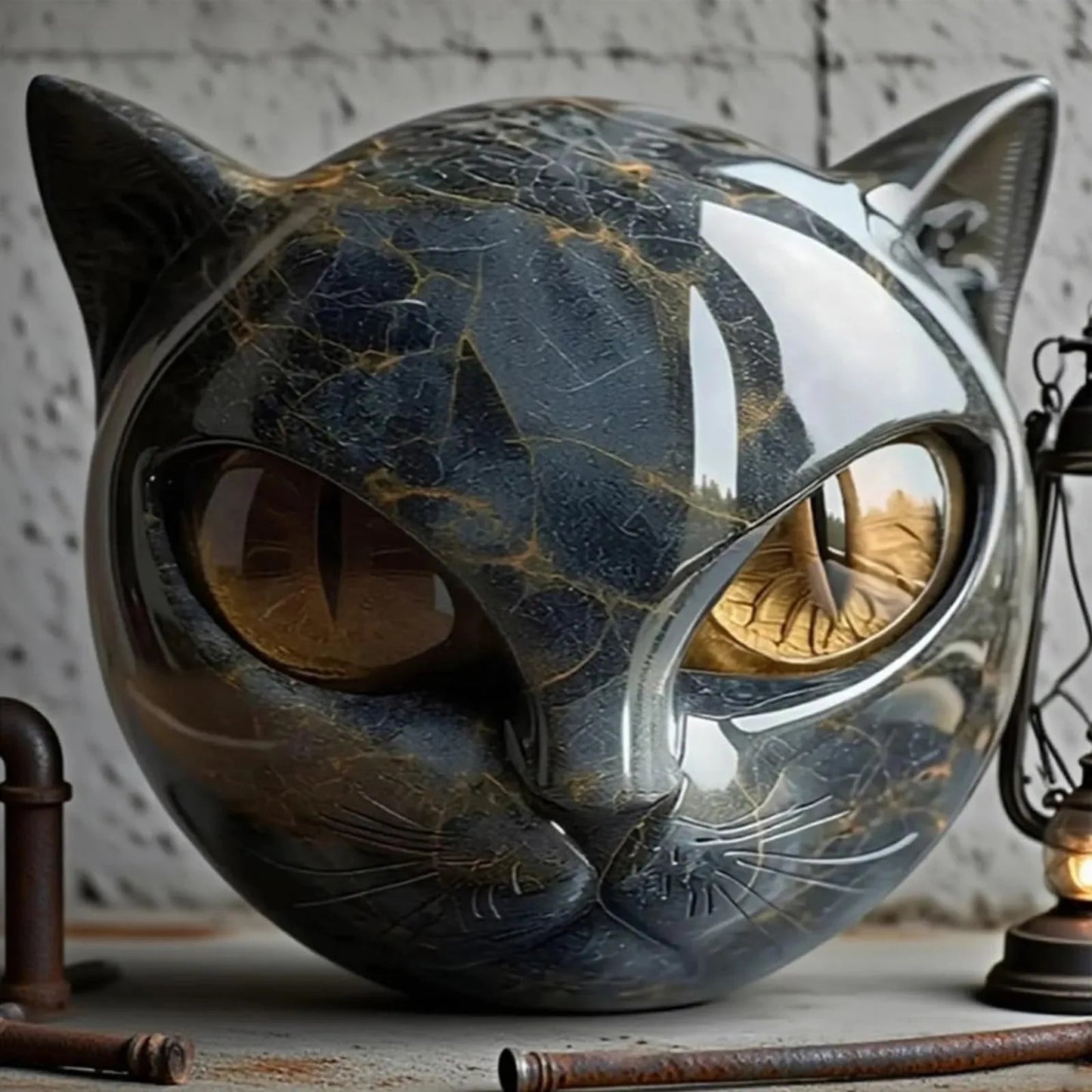 Black Cat Stone Figurine