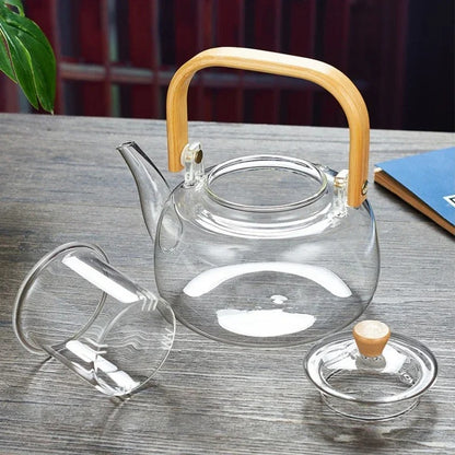 1000ml Glass Teapot with Wood Handle